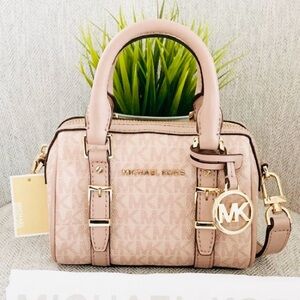 Michael Kors Blush Pink Crossbody Mini Satchel with Gold Accents